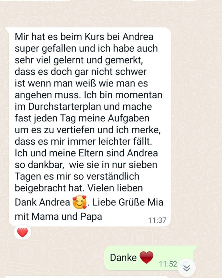 Eltern-Feedback nach LRS-Kurs in Dornstadt bei Ulm